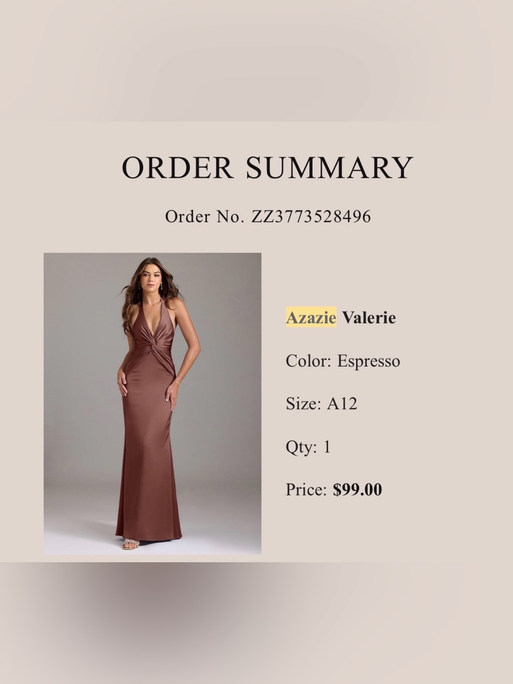Azazie Valerie Halter Maxi Dress in Espresso Brown